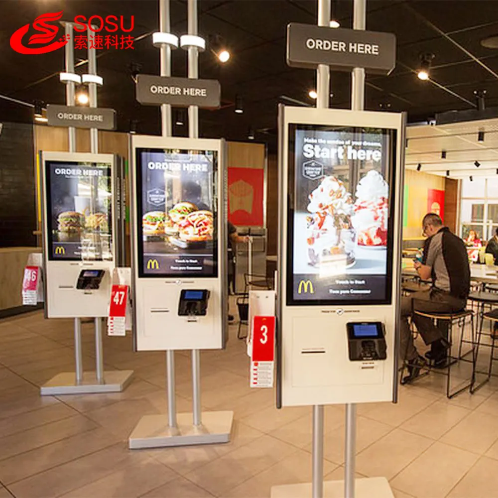 i3 4+128g 23.6inch For Restaurant Self Service Machine Interactive Information Terminals Lcd Touch Screen Payment