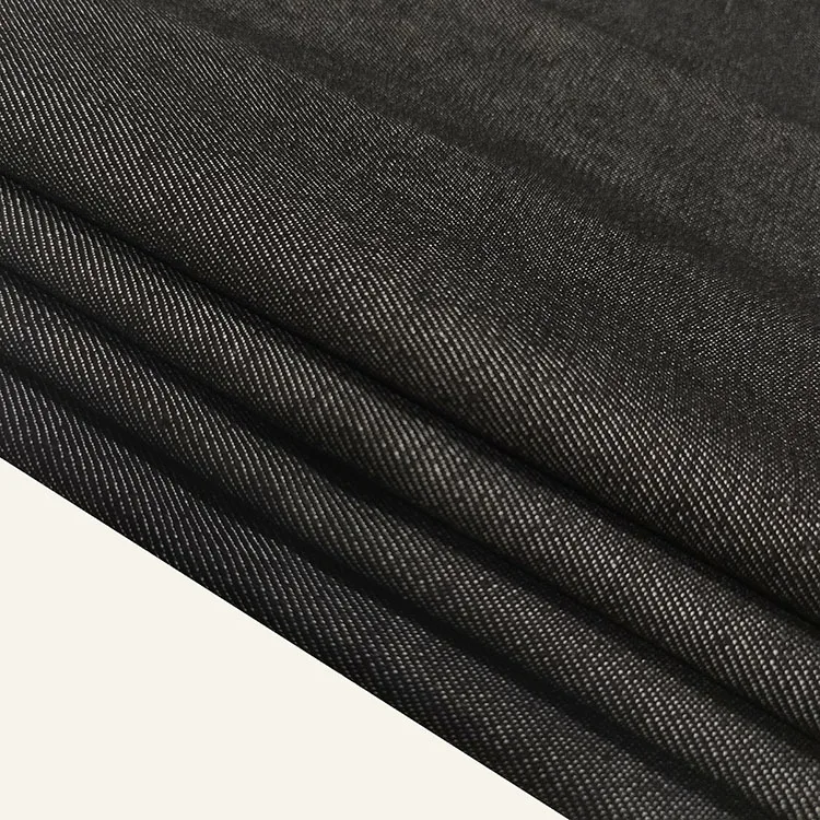 Новый стиль, черная тянущаяся хлопчатобумажная полиэфирная ткань, дышащая саржевая джинсовая ткань, Высококачественная тянущаяся тканая ткань