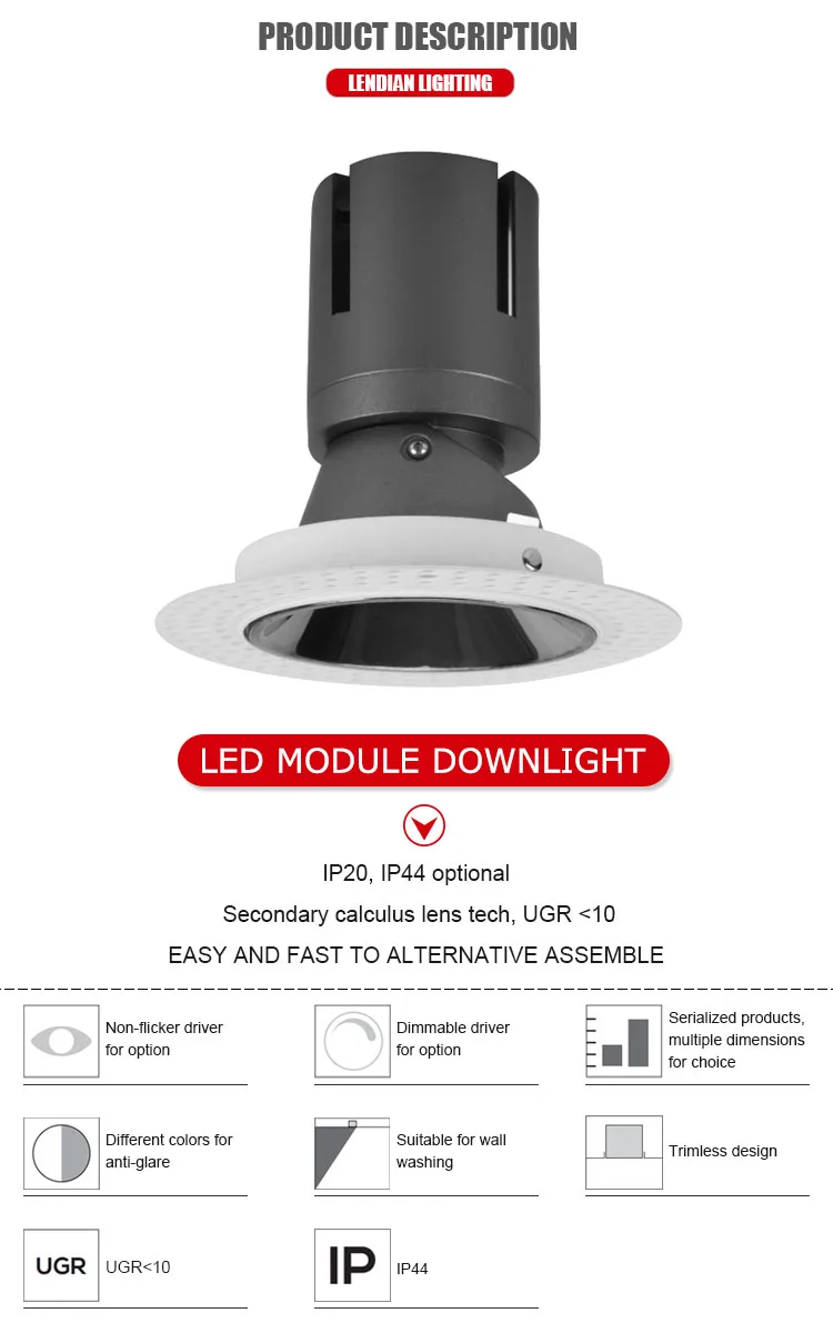 2024 New Trend Rimless Spotlight Narrow Light Beam Angle Frameless Downlight 9-40W Wall Washer Spot Light For Hotel