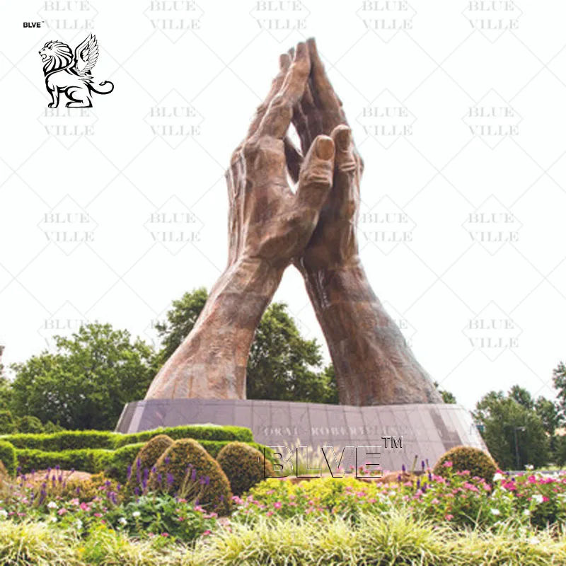 BLVE Large Size Outdoor Decoration Casting Metal Copper Brass Statues Bronze Hand Sculpture For Garden