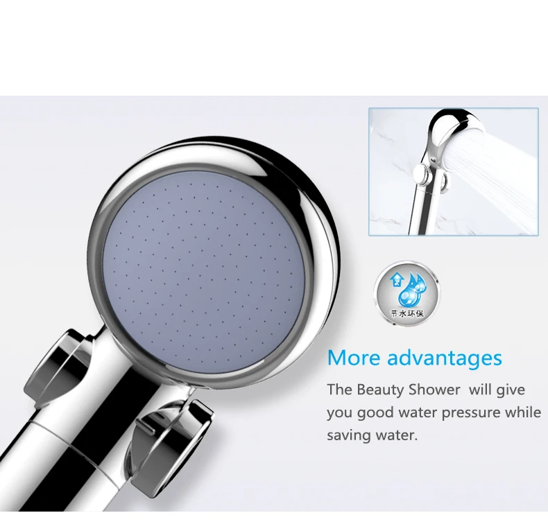 High pressure saving water long handle water spa filtered adjustable rainfall water purifier shower head