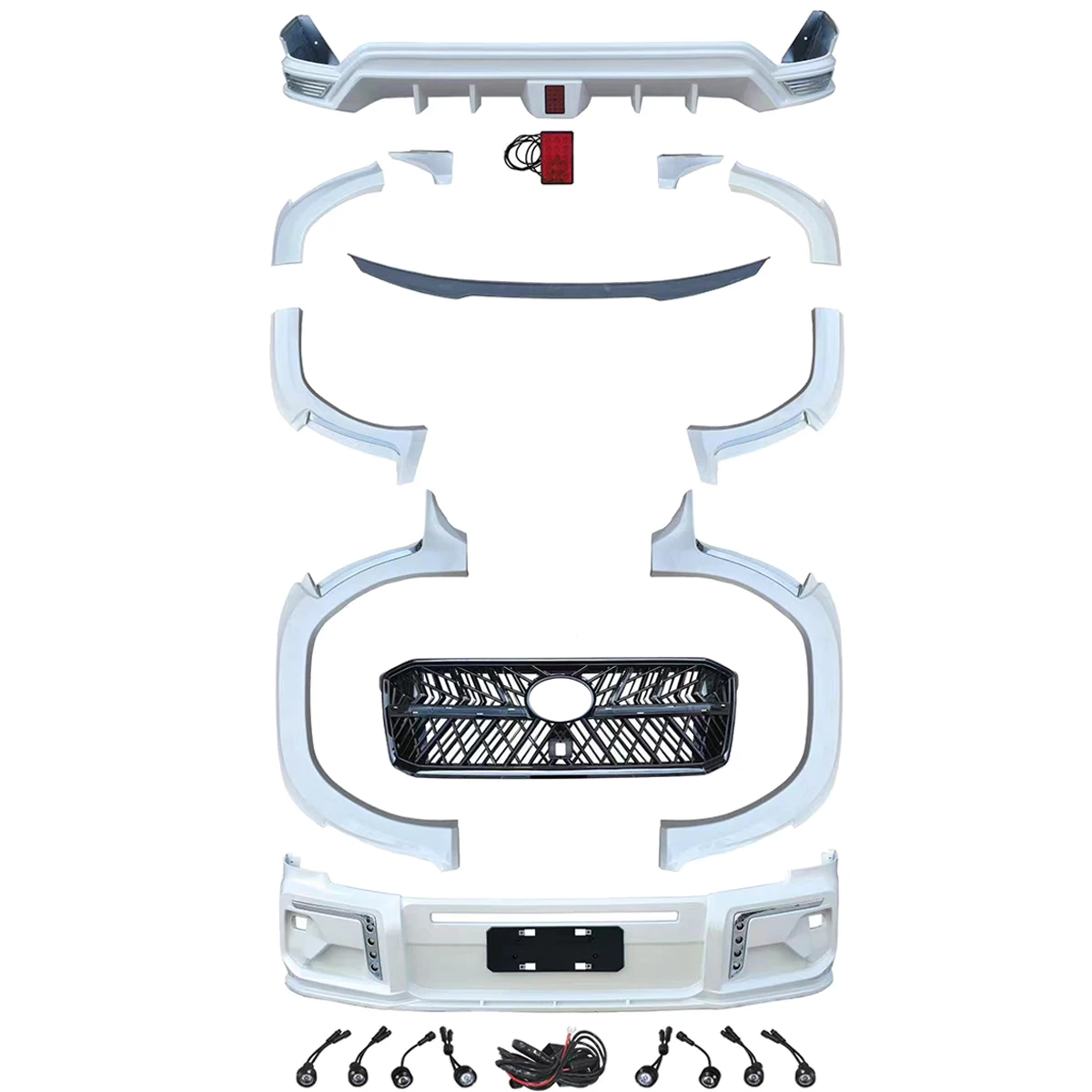 High Performance and Price bumper body kit with grille for Toyota LC300 2022-2024 modified to wald model.