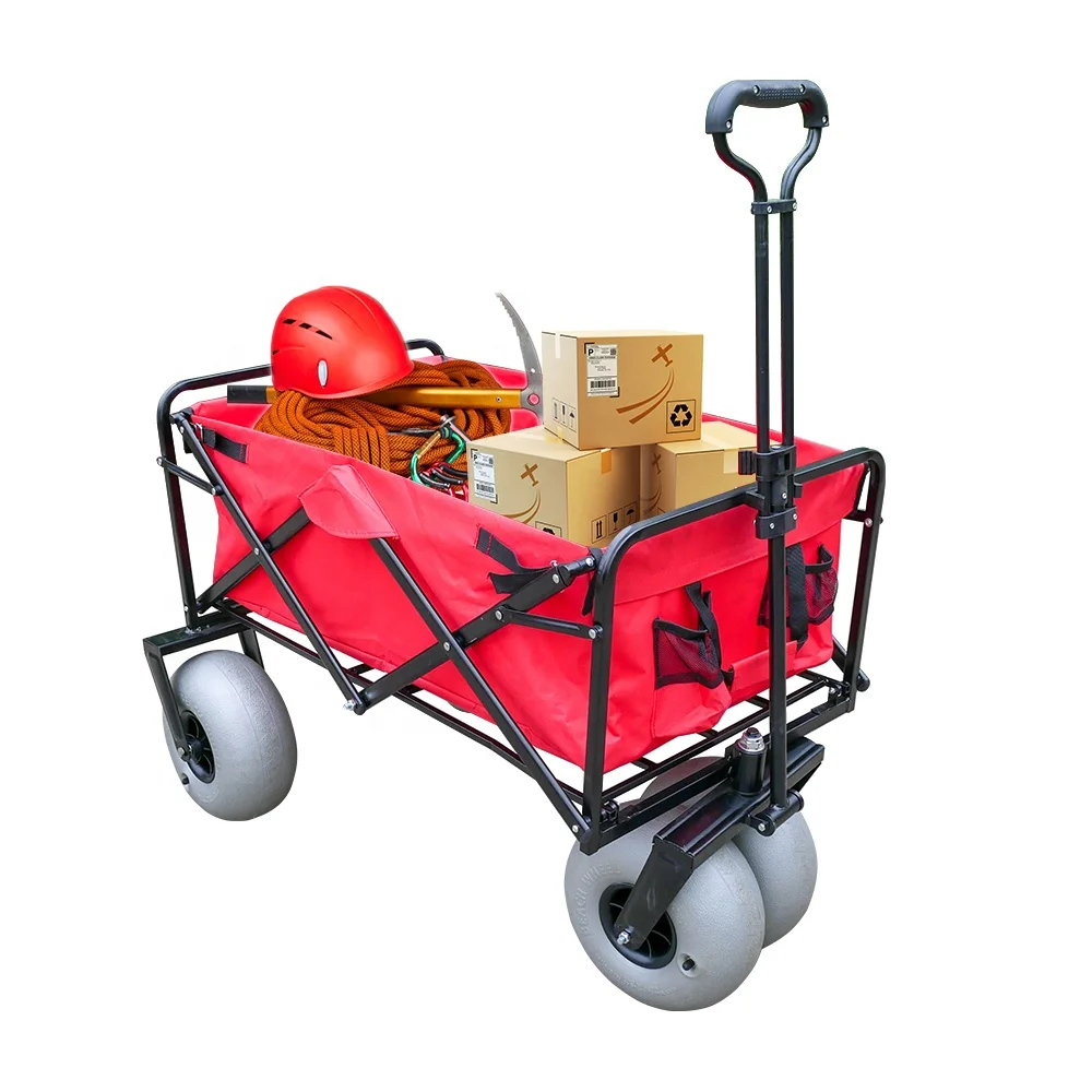 Folding Wagon Cart Collapsible Trolley Beach with Bubble