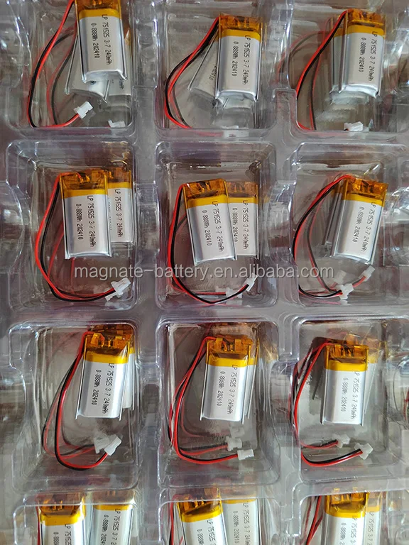 Factory Price 3.7V 240mAh 751525 rechargeable lithium ion polymer battery type 751525 with 1.25mm Pitch Connector JST-PHR-02