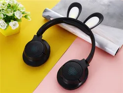 Kids Rabbit Earphone Love Peaches Headphones PM-05 Pink Ear Amazon Top Seller 2022 Wireless Headset with LED for Girls