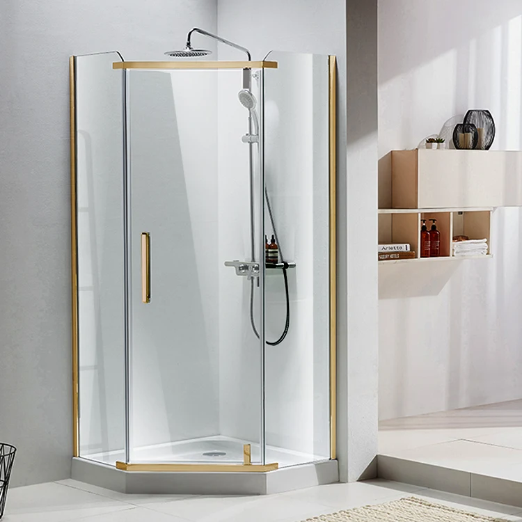 Neo-Angle Pivot Bathroom Shower Cubicle Diamond 3 Side Frameless Glass Panel Shower Enclosure