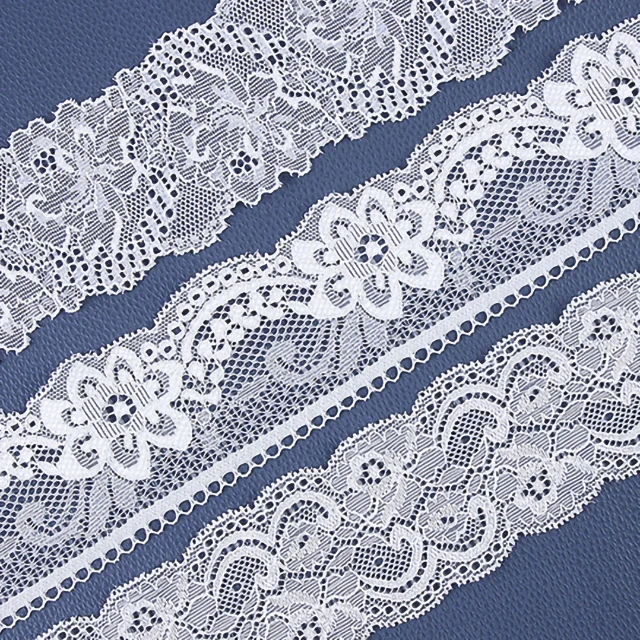 Wholesale Polyester French  Elastic Stretch Jacquard Lace Trimming ribbon For Lingerie Bra