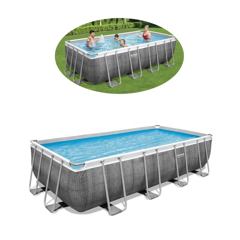 Bestway 56996 Metal Frame Swimming Pool  Rectangular Pool Set Above Ground For Kids And Adults Type Pool
