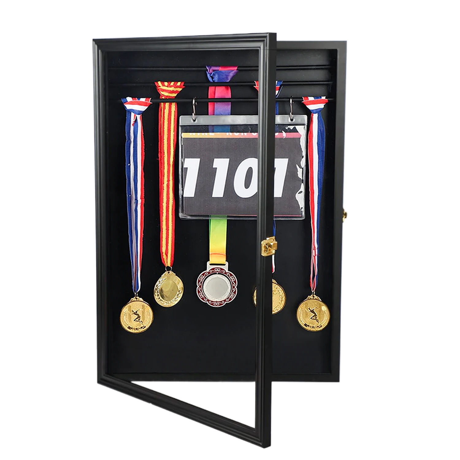 High Quality Medal Display Frame With 3 Wooden Sticks Medal Display Box For Organizing And Exhibiting Medals Or Athlete Number