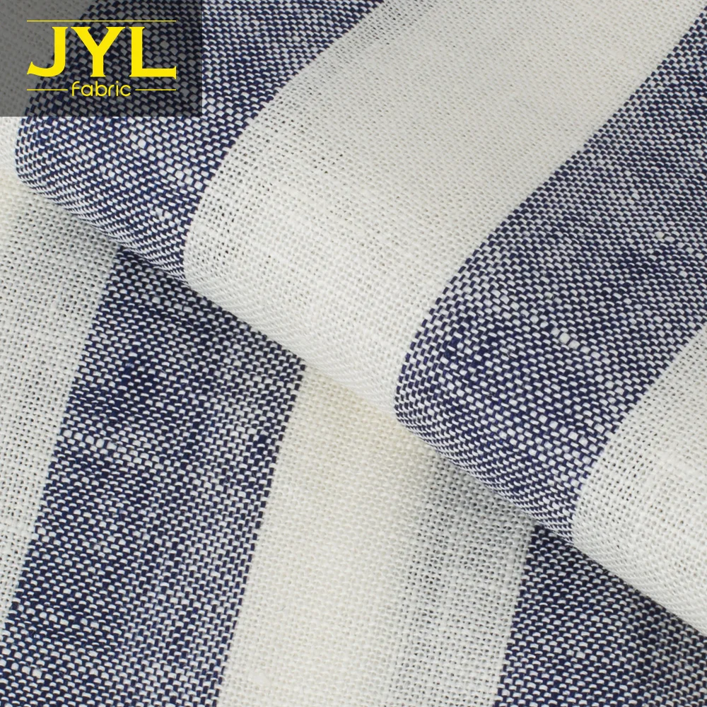 
JYL 100% linen fabric S707# stripe linen fabric in stock for making men shirts 