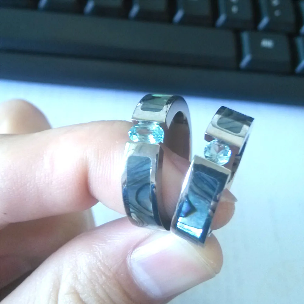 Customized Wedding Ring for Woman Fashion Pick Your Gemstone His Hers Matching Titanium Wedding Ring Set