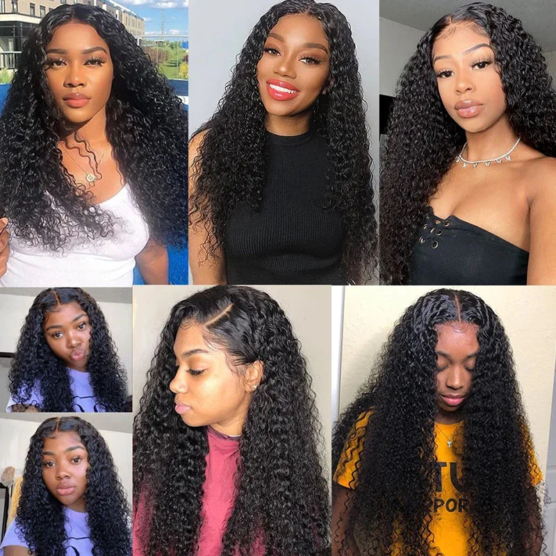 13X4 Water Wave Human Hair Wigs Lace Front Glueless 4x4 Closure Wig Brazilian Kinky Curly Transparent Lace Frontal Wig with Baby