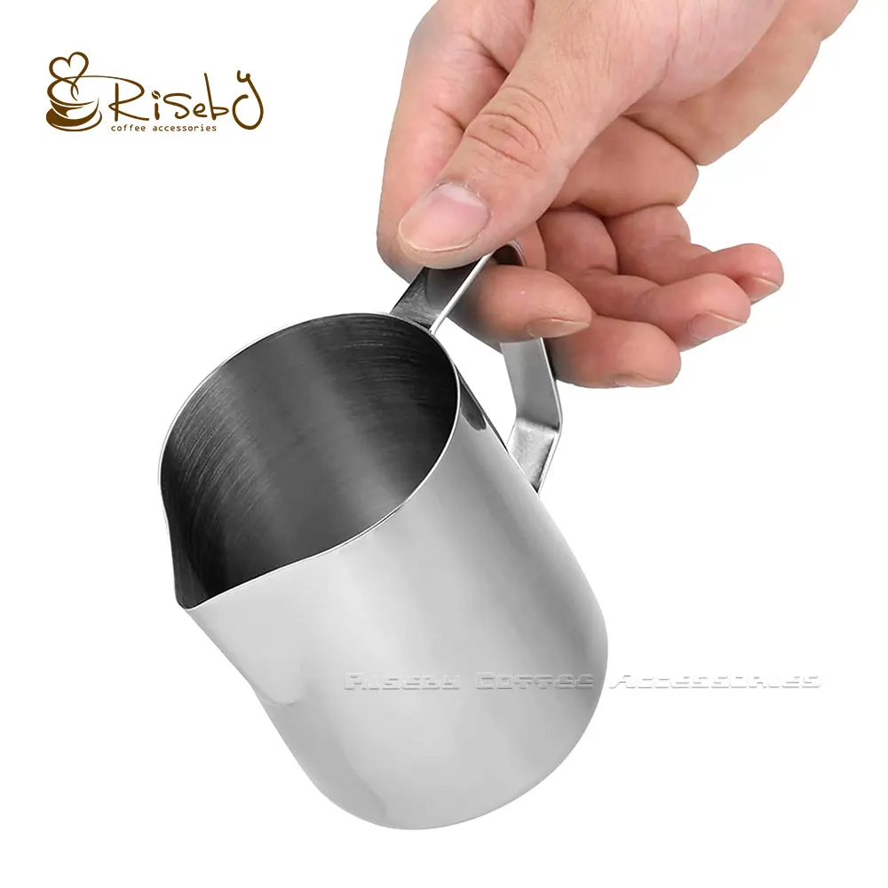 600ml Wholesale 304 Stainless Steel 1mm Thick Milk Frothing Jugs Eagle Mouth Milk Pitcher Latte Art Milk Jug