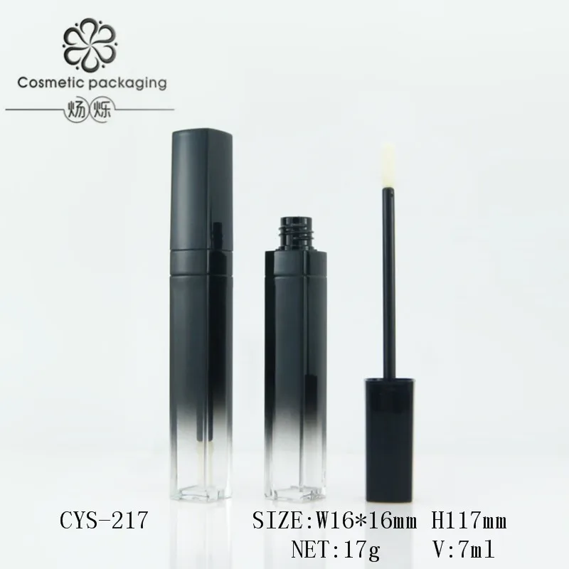 Cosmetic Packaging Black Rectangular Empty Lip Gloss Container Wholesale Lip Gloss Stick Tube 7ml Lip Gloss Tube Custom logo