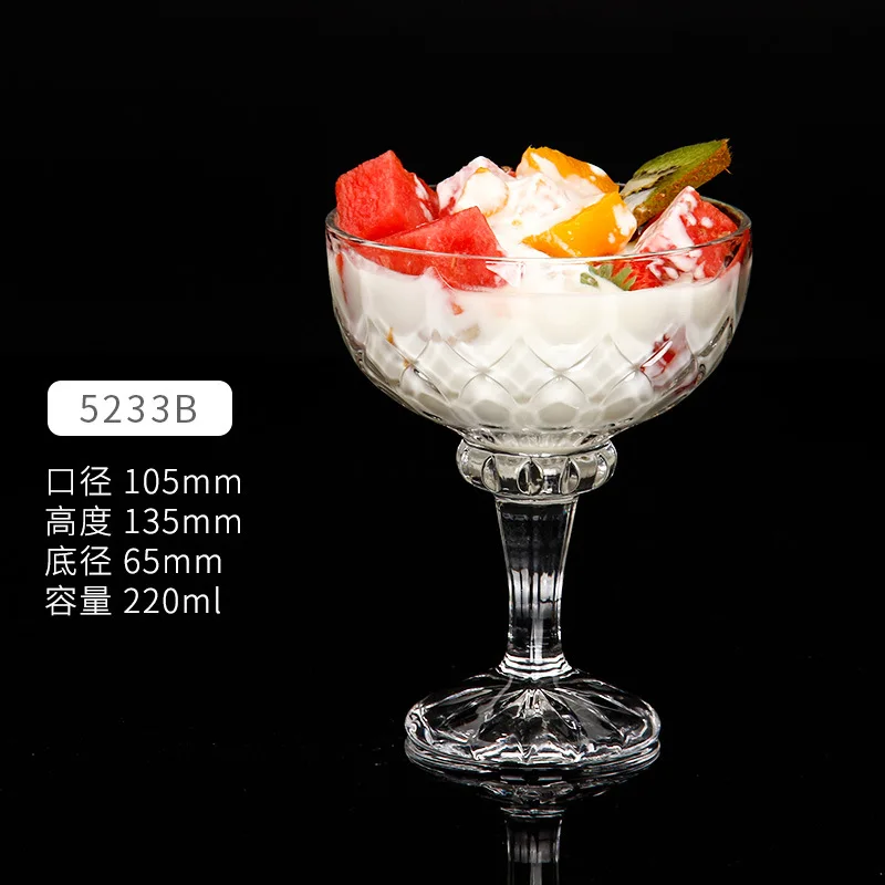 BST Europe creative juice salad bowls clear embossed glass ice cream goblet cups dessert cups glasses