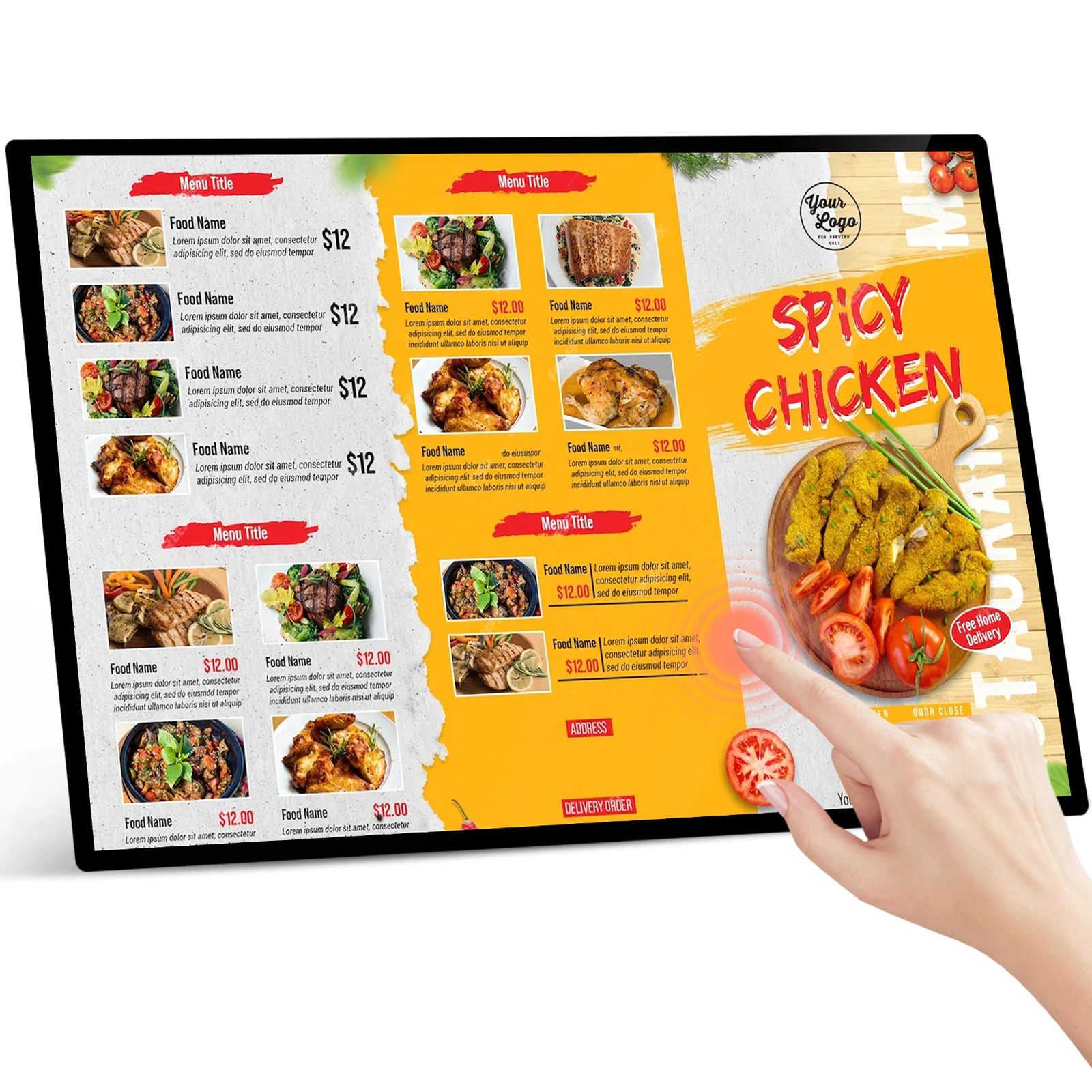 21.5 Wall Mounted TFT Commercial Display LCD Advertising Screen Digital Signage For Restaurant Digital Display For Menu