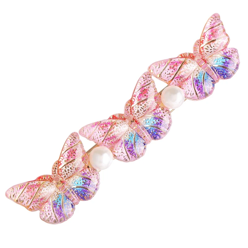 Vintage 3 Butterfly Imitation Pearl Alloy Hairpins Hair Accessories Clips for Girls Wholesale