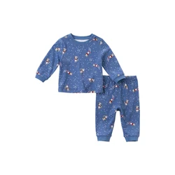DBJ15358 dave bella autumn new style underclothes  boys home set baby girls two-piece suit underclothes