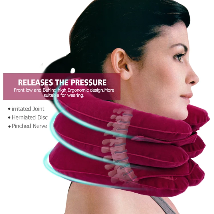 Made in China Massage Adjustable Air Inflatable Cervical Neck Traction Device Support Pillow For Stiff Neck