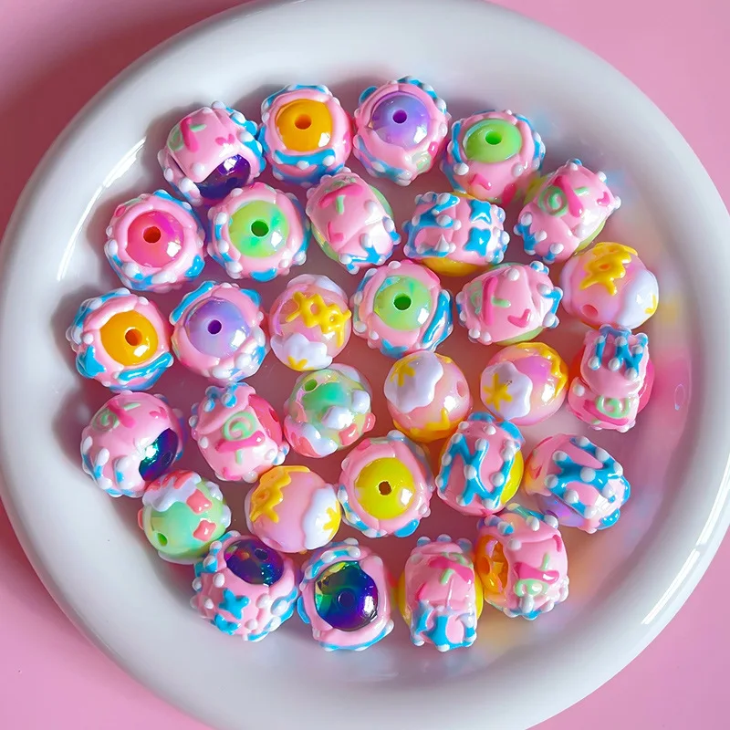 Sweet And Lovely New Heavy Oil Hand-Painted Beads DIY Cell Phone Chain Material Jewelry Acrylic Beads