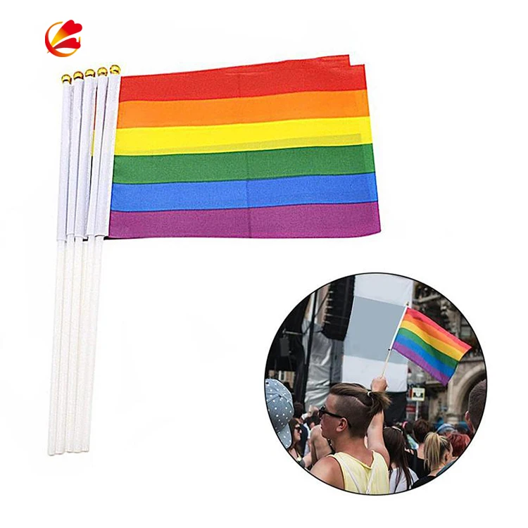 Rainbow Cheap Price Attractive Color Customize Size Hand Flag