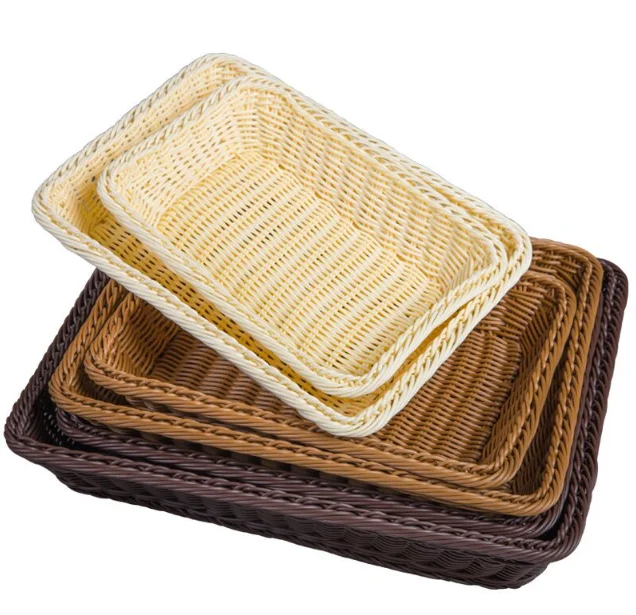 Supermarket hotel display woven storage basket rattan fruit bread snack sundries home storage basket