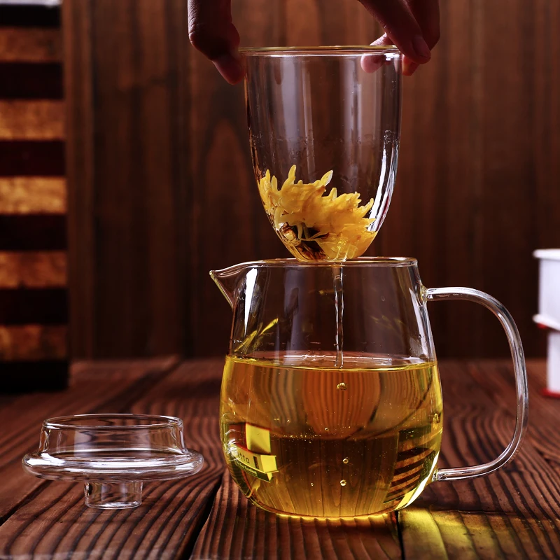 700ml 24.7oz Borosilicate Glass Blooming Tea Pot with Infuser