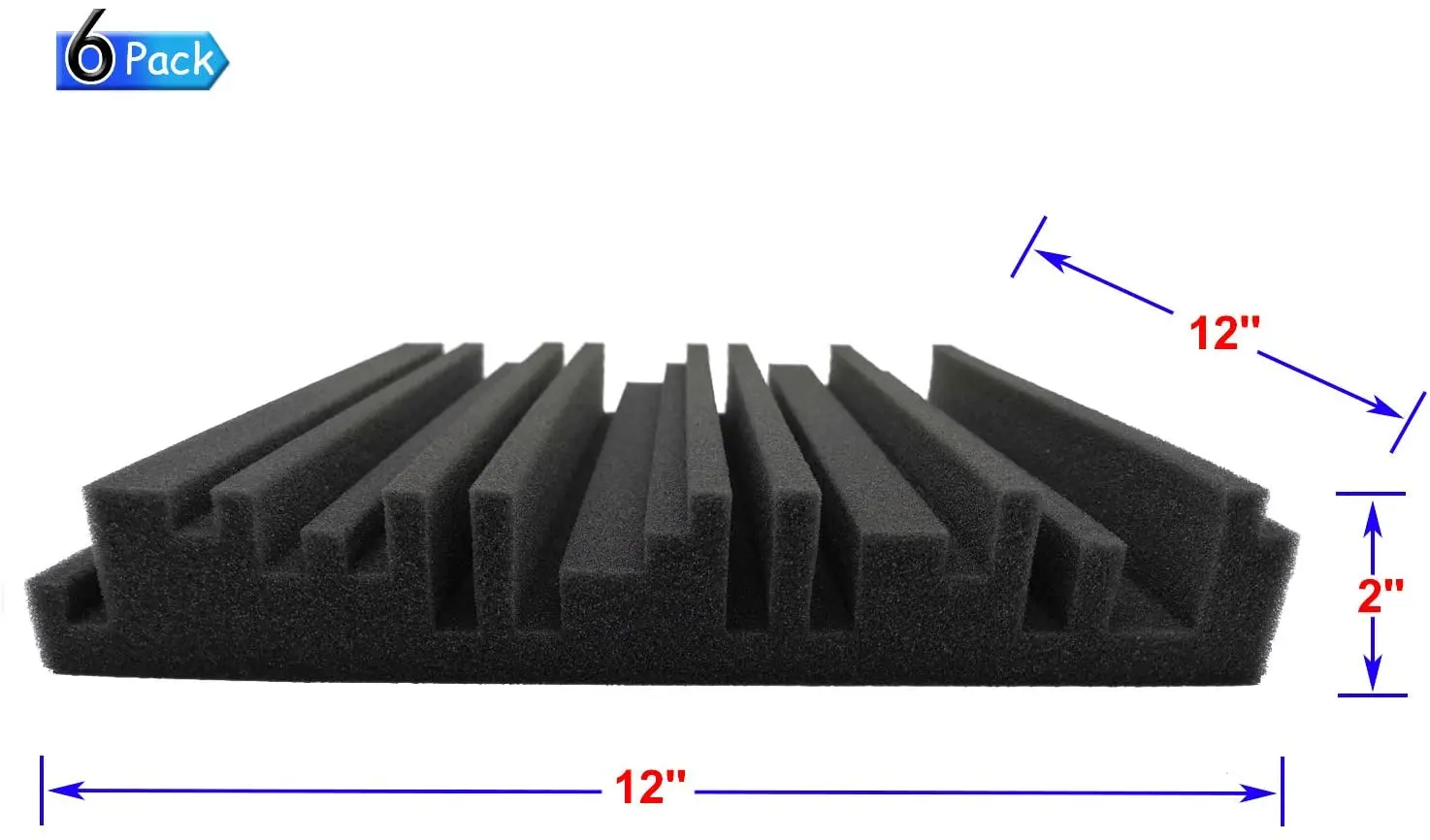 
BOSTOP Acoustic Absorption Foam Panel Broadband Sound Absorber Periodic Groove Structure 12' X 12' X 2' 