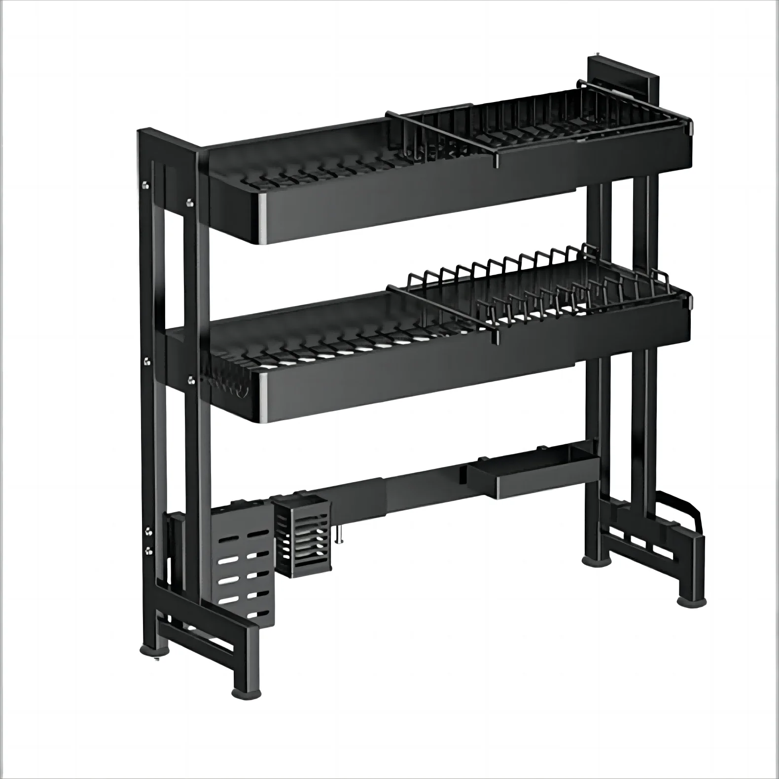 Over The Sink Dish Drainer Rack Storage Holders 2 Tier Adjustable Metal Dish Drying Rack Organizer Shelf