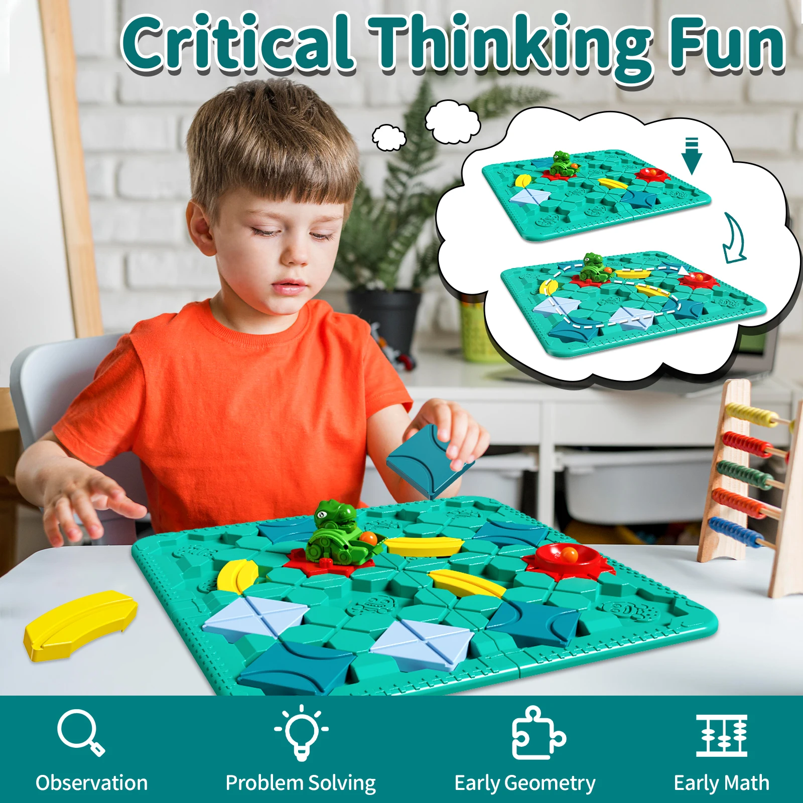 Kids Toys STEM Board Games - Logic Road Builder Brain Teasers Puzzles for 4 5 6 7 Year Old Boys Girls