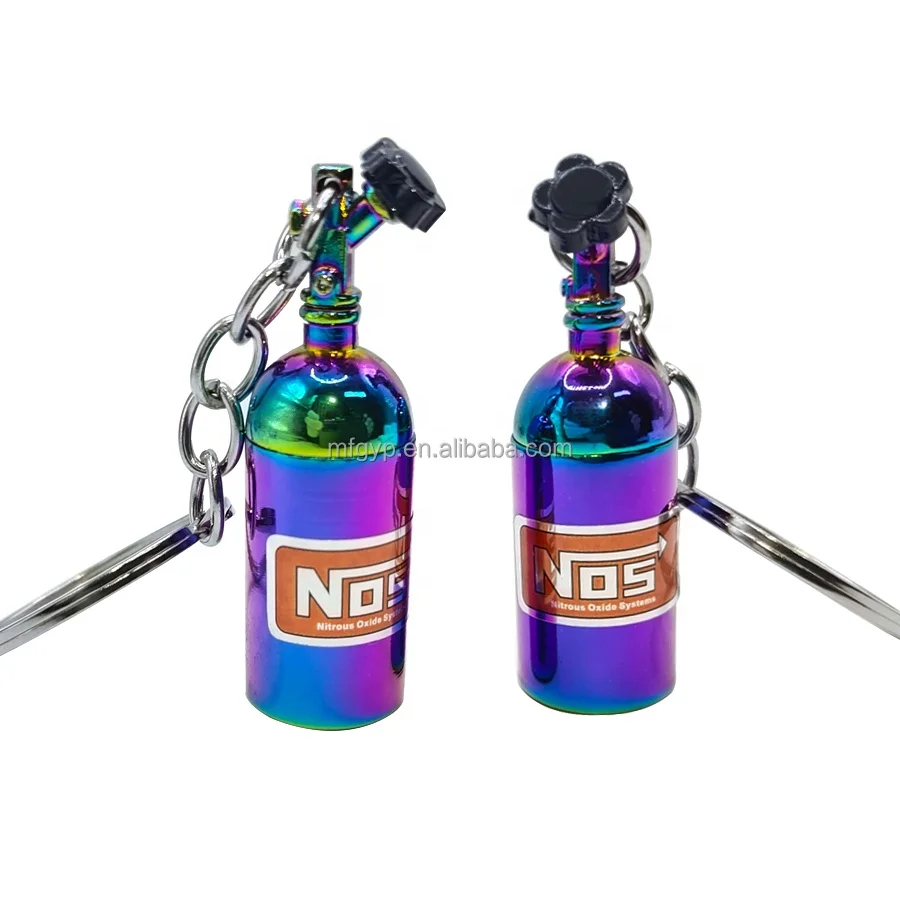 best-selling fashion color nitrous oxide metal nos keychain simulation mini NOS bottle keychain