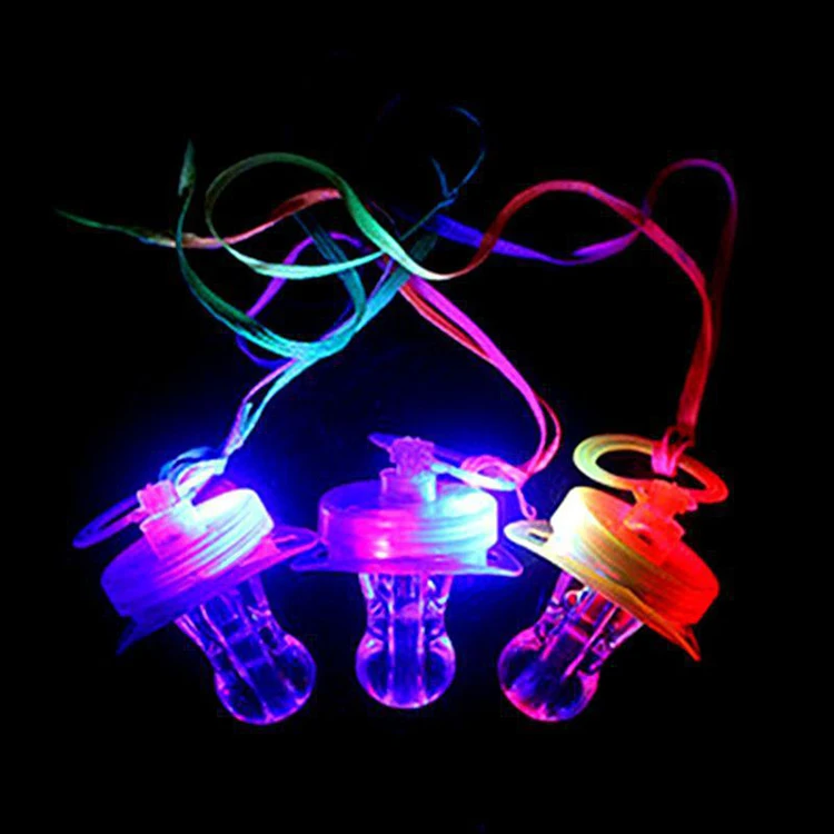 Wholesale Novelty Gifts Flashing Pacifier Toy LED Pacifier Necklace Glow Pacifier For Night Party