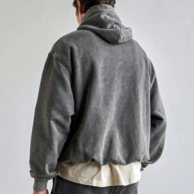 Heavyweight Baggy Oversized Fleece French Terry Hoodie Luxury 100% Cotton Custom Snap Button Pullover Essentials Hoodie