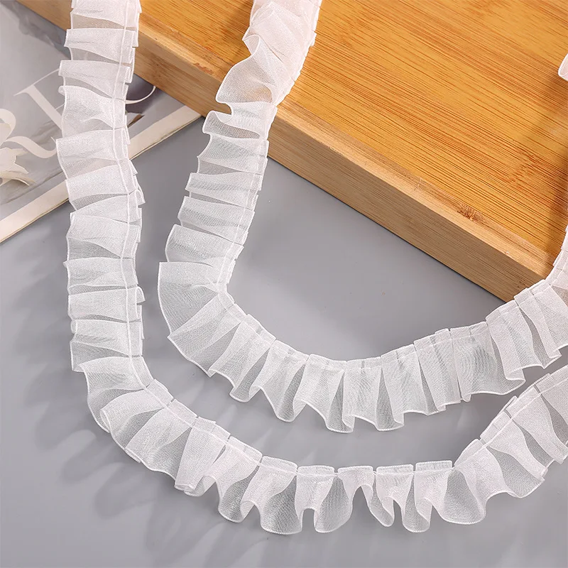 2.5cm white pleated chiffon pleated lace lace band DIY skirt dress accessories