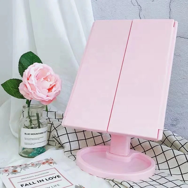 2023 Makeup Mirror with Lights Vanity Desk Mirror 1/2/3X Magnifications 22LED Trifold Mirror and Touch Screen Gift for Women