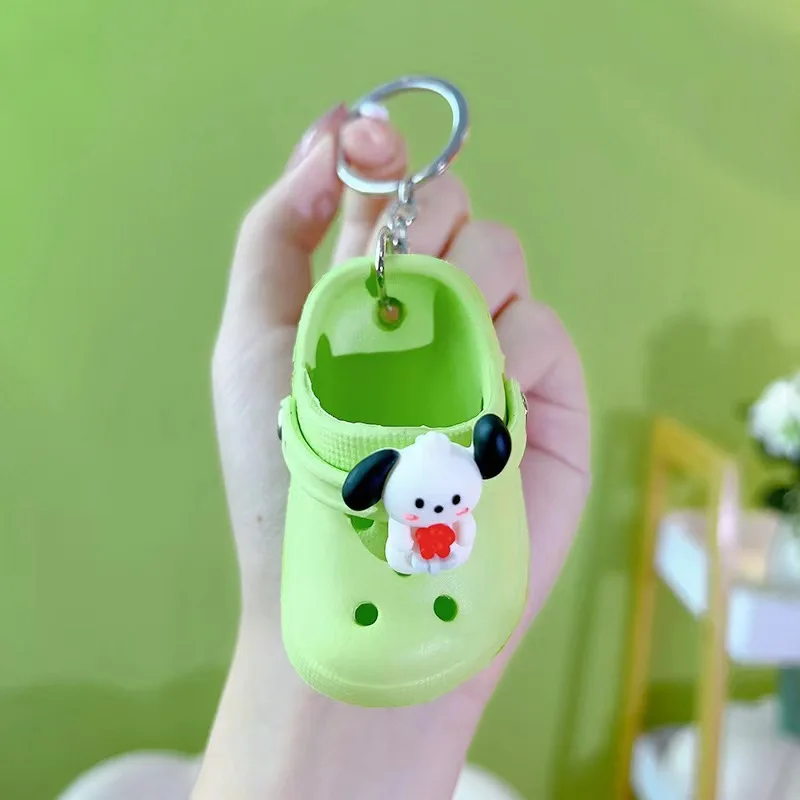 Wholesale Lovely 3D mini eva Plastic sandal key chain Foam hole sandal slipper Beach shoe keychain