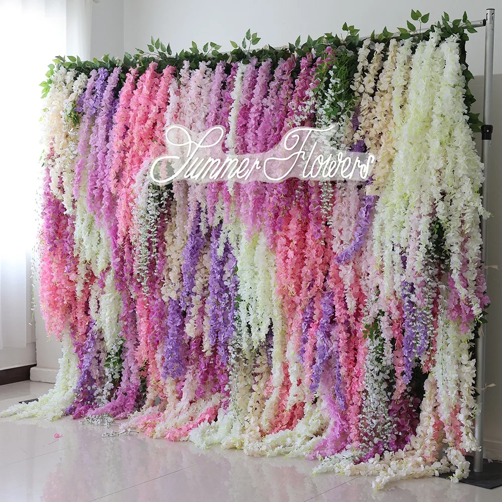 2024 New product wedding background ceiling decorative artificial silk wisteria vine curtain flower wall backdrops