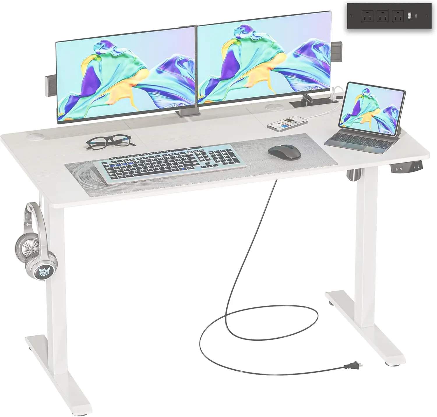 48x24 дюймов Регулируемый Электрический стоячий стол 2 памяти Высота светодиодный экран 25 мм/с Скорость подъема игровой стенд для домашнего офиса