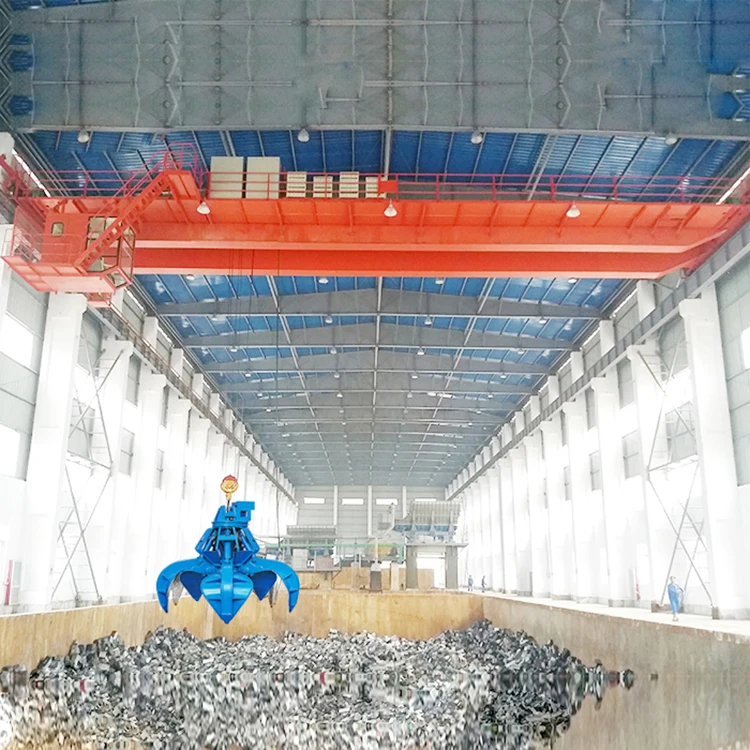 Orange peel grabs double girders overhead crane for lifting coal