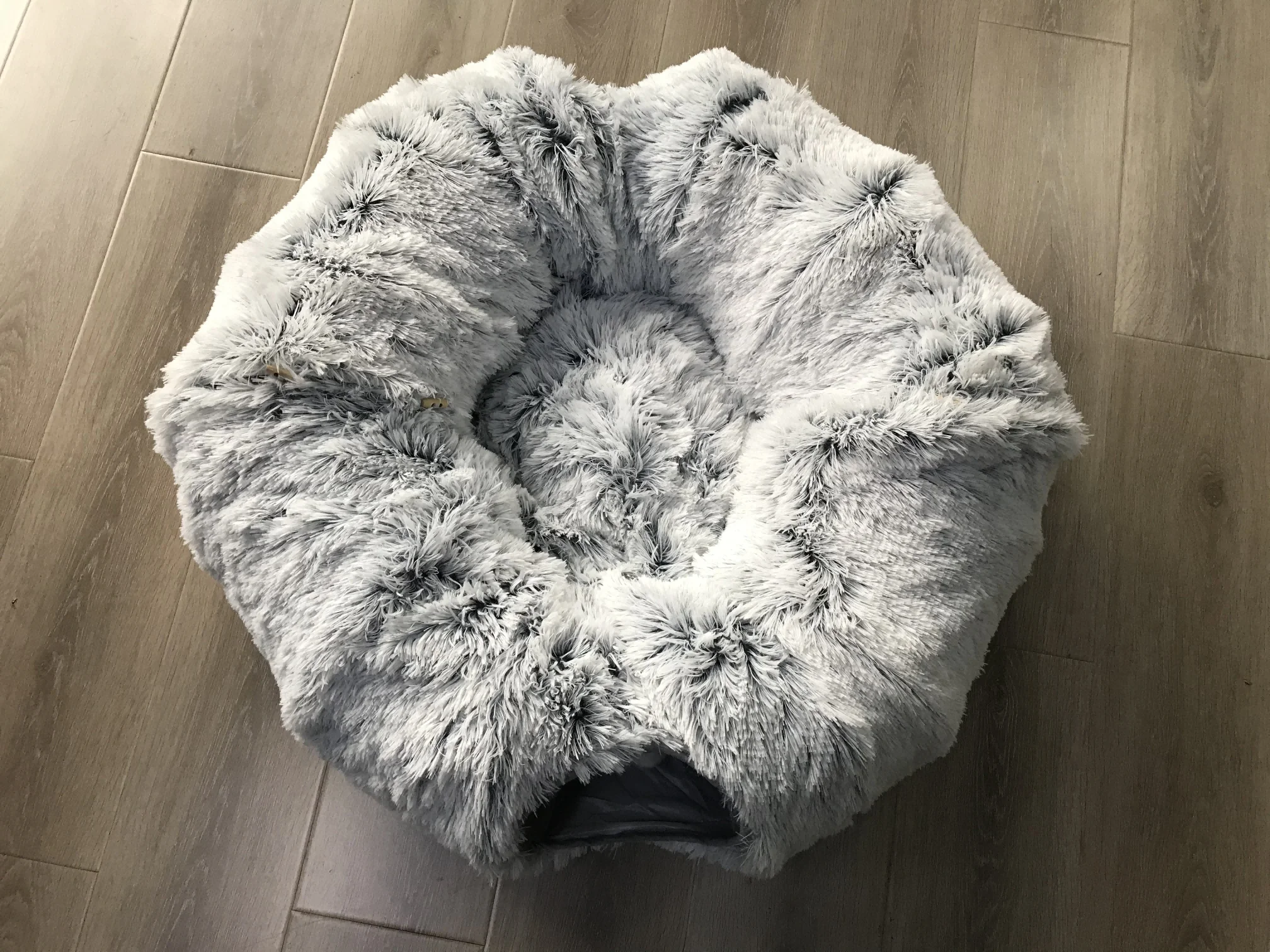 Interactive Cat Tunnel Nest Foldable Soft Plush Winter Bed with Central Mat Long Fur Pet Toy Nest for Cats