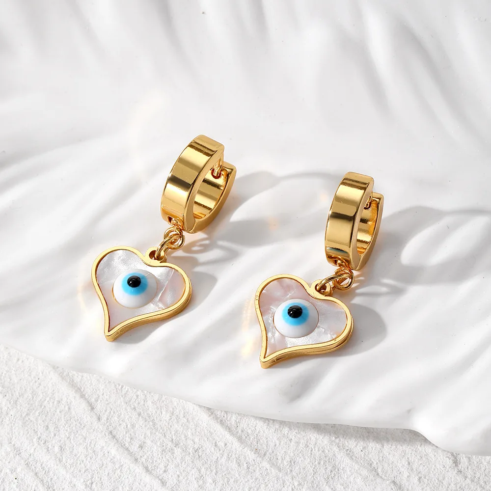 Various Style Heart Evil Eyes Stainless Steel Women Luxury Hoop Custom Jewelry Earrings