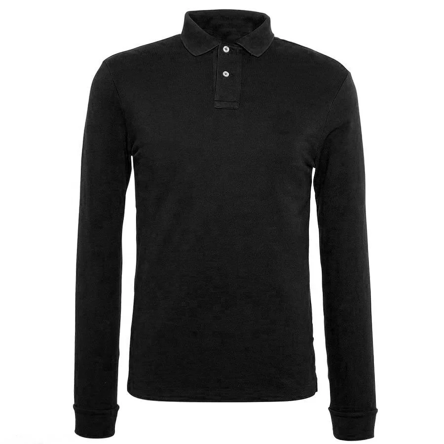 professional high quality long sleeve polyester men polo shirt