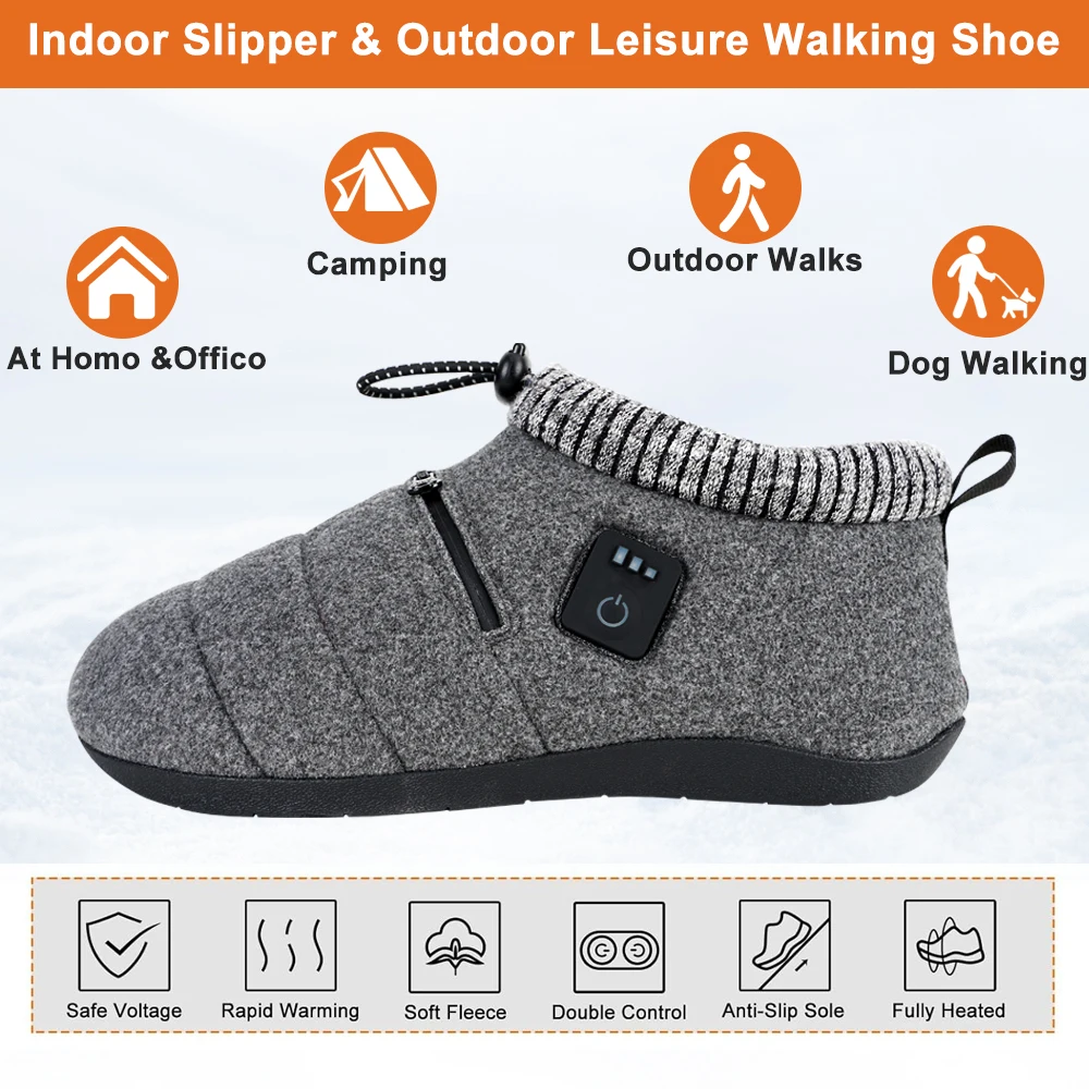 Upgraded Winter Rechargeable Foot Wear Slippers Battery Electric Heated Shoes