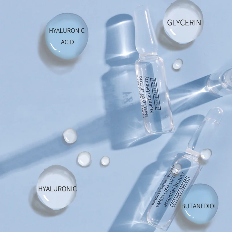 Ampoule  Hyaluronic Acid Moisturizing Face Serum Private Label Vegan  Facial Brightening Anti Aging Serum Ampoule