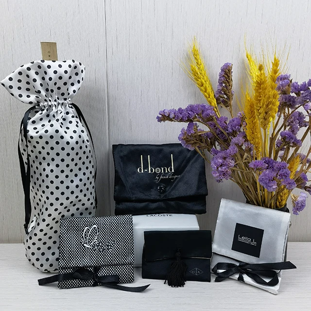 Drawstring Satin Dust Bags for Handbag Luxury Canvas with Women Packaging Reusable Silk Cotton Black Cotton Rope Shoe Dustbag