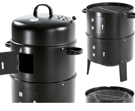 Factory bbq smoker Outlet 3 in 1 Use Outdoor BBQ Grills Smoker Charcoal Barbecue Grill With Thermometer