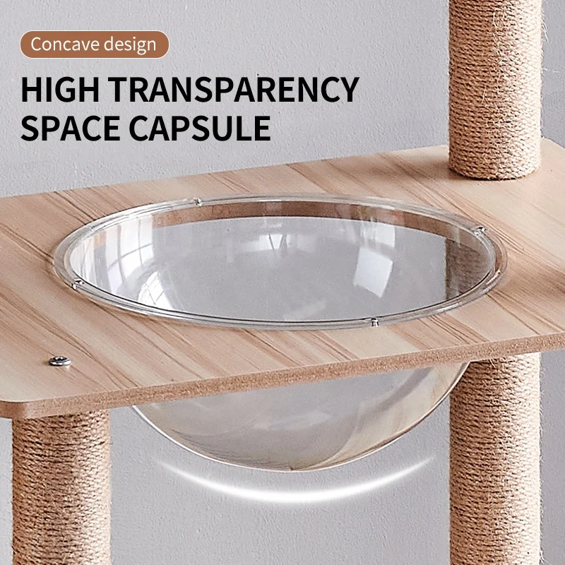 Medium-sized indoor wooden cat condo spire cat house, platform, sisal scratching post with cat litter box luxury cat tower tree