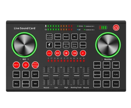 Podcast Sound Card Aluminum Alloy Live Sound Card Independent Adjustment Of High And Low Bass Podcast Sound Cards