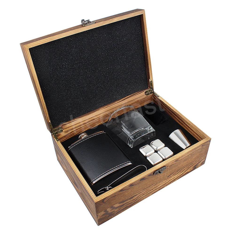 Good Quality  Ice Cube And Whiskey Glass Gift Box And Stainless Steel Whiskey Stones Set