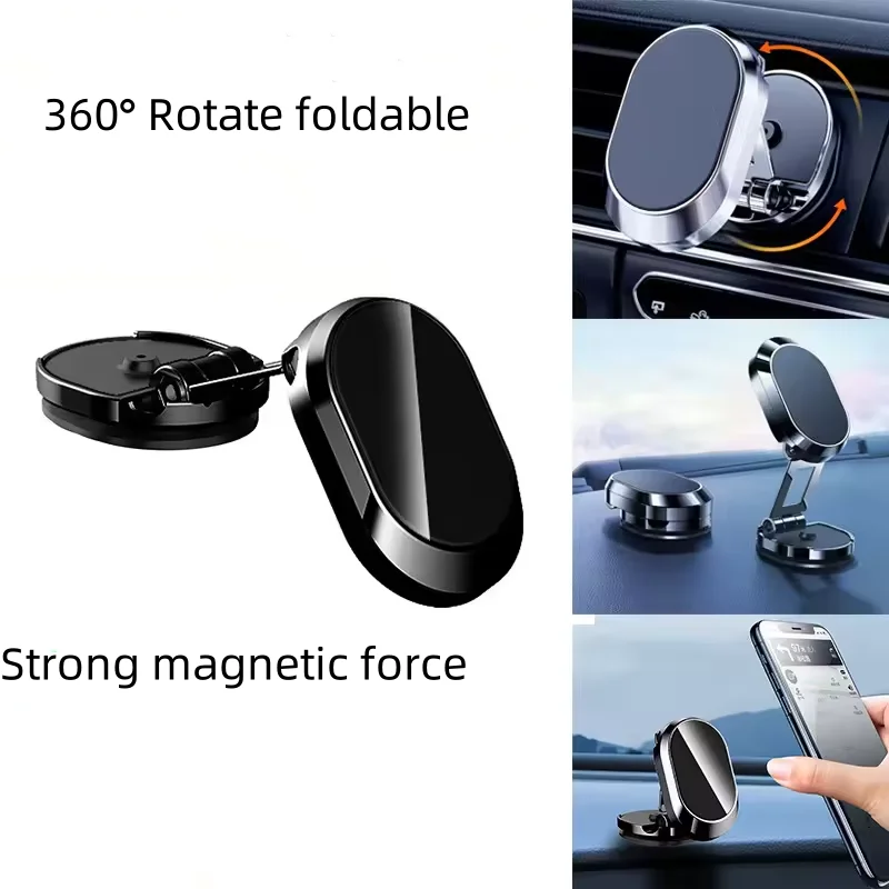 Car Mount Magnetic Dashboard  Phone Holder Universal Aluminum Alloy Foldable Wall Mount 360 Rotating mobile phone holder